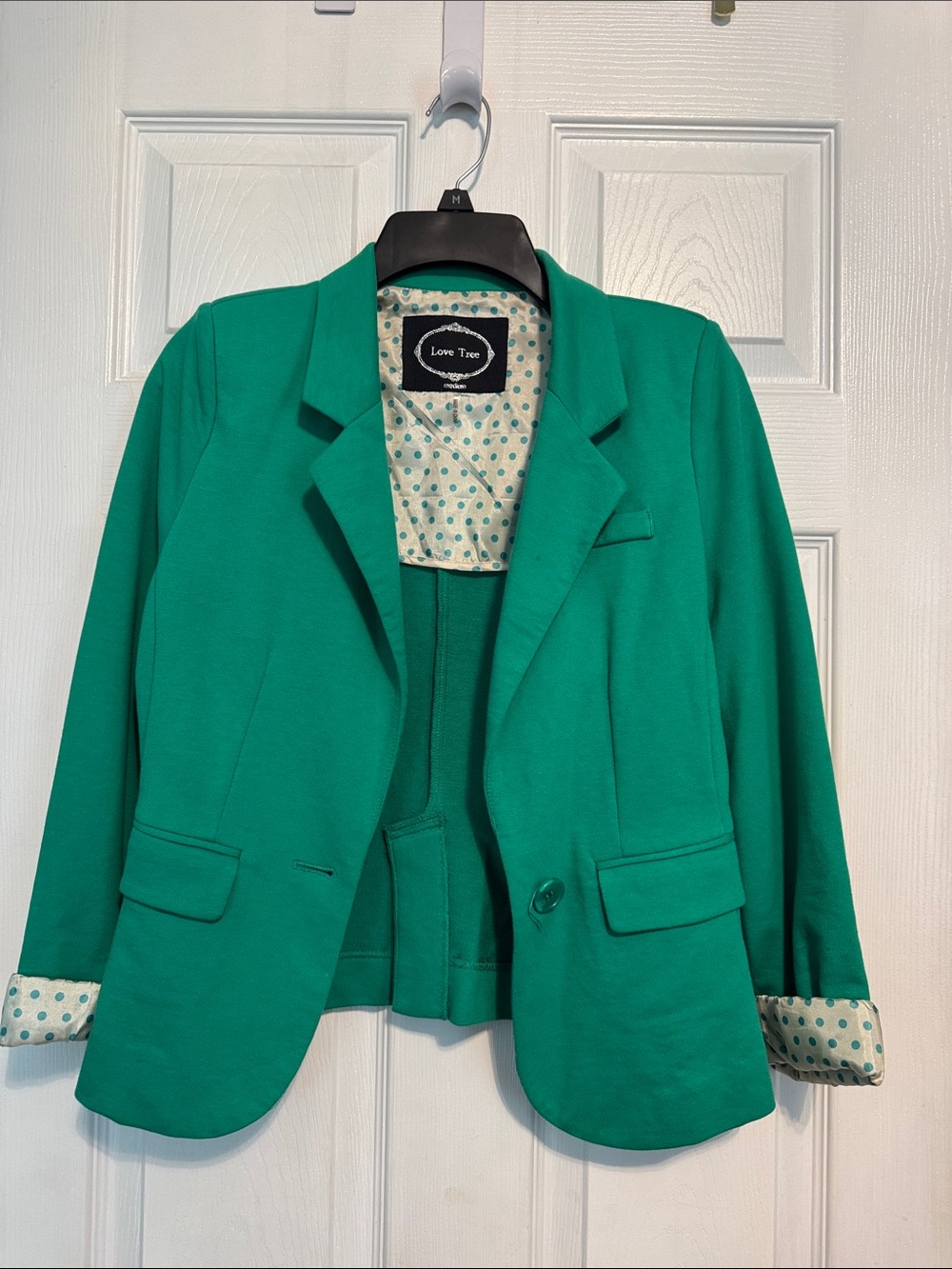Love Tree Emerald Green Cropped Women's Blazer